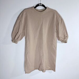 ✨ Everlane Organic Cotton Puff Sleeve T-Shirt Dress Beige XS (Oversized)